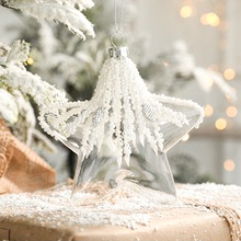 圣誕裝飾品透明圣誕球裝飾吊球白色內置雪人五角星圣誕樹掛件