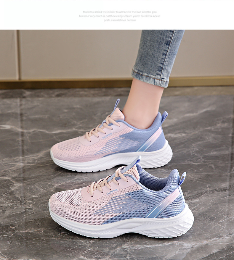 2024 Spring and Autumn New Leisure Sports Wide Fat Feet Large Size Women's 41-43 Soft Sole Running Tourism Shoes_voghion.com