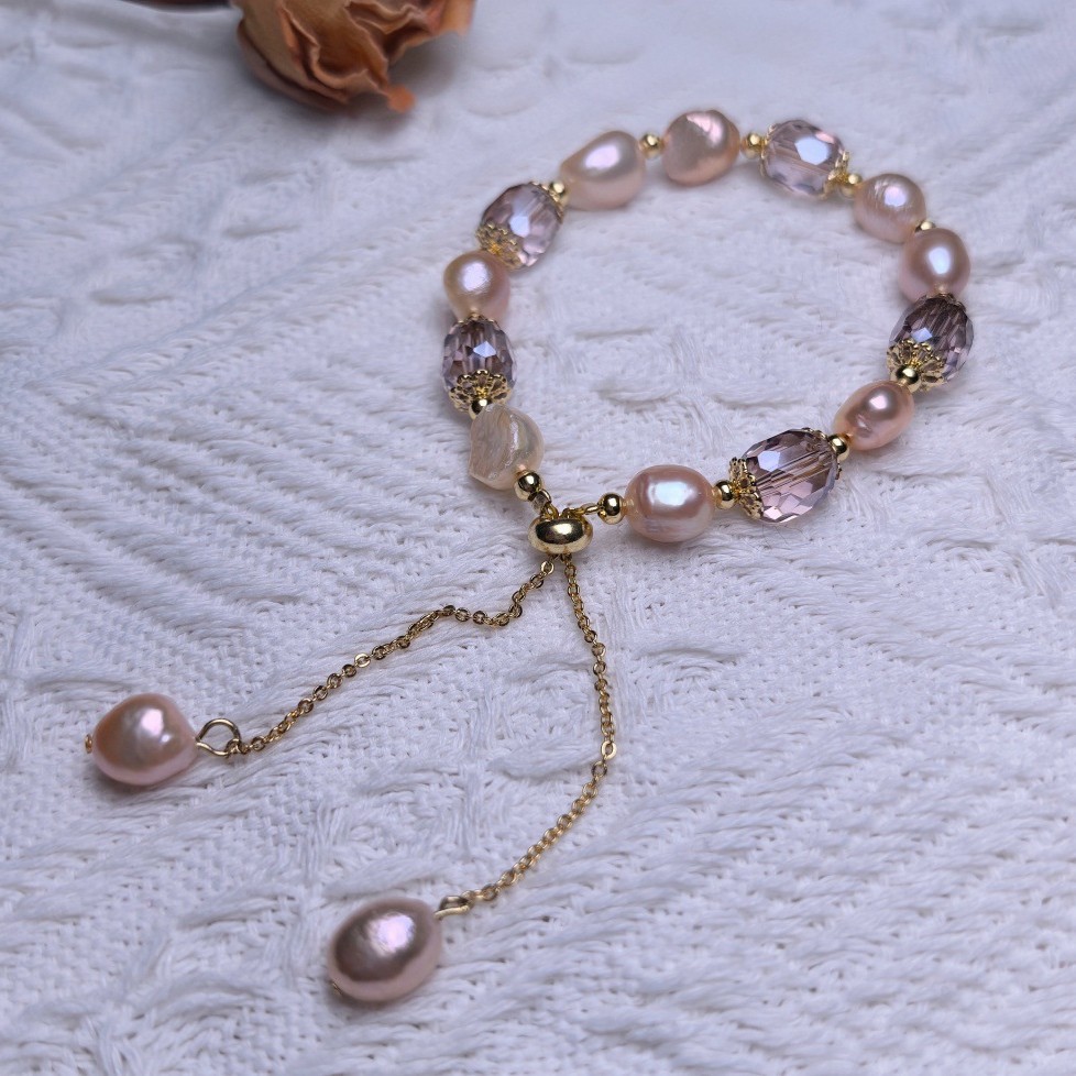 Cross-Border Jewelry Hot Products European and American Style Freshwater Pearl Bracelet Colorful Pearl DIY Design Crystal Jewelry