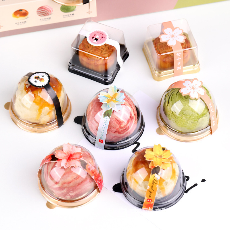 Factory wholesale egg yolk crisp packaging box moon cake box single transparent round snow Mei Niang blister packaging box Factory wholesale egg yolk crisp packaging box moon cake box single transparent round snow Mei Niang blister packaging box