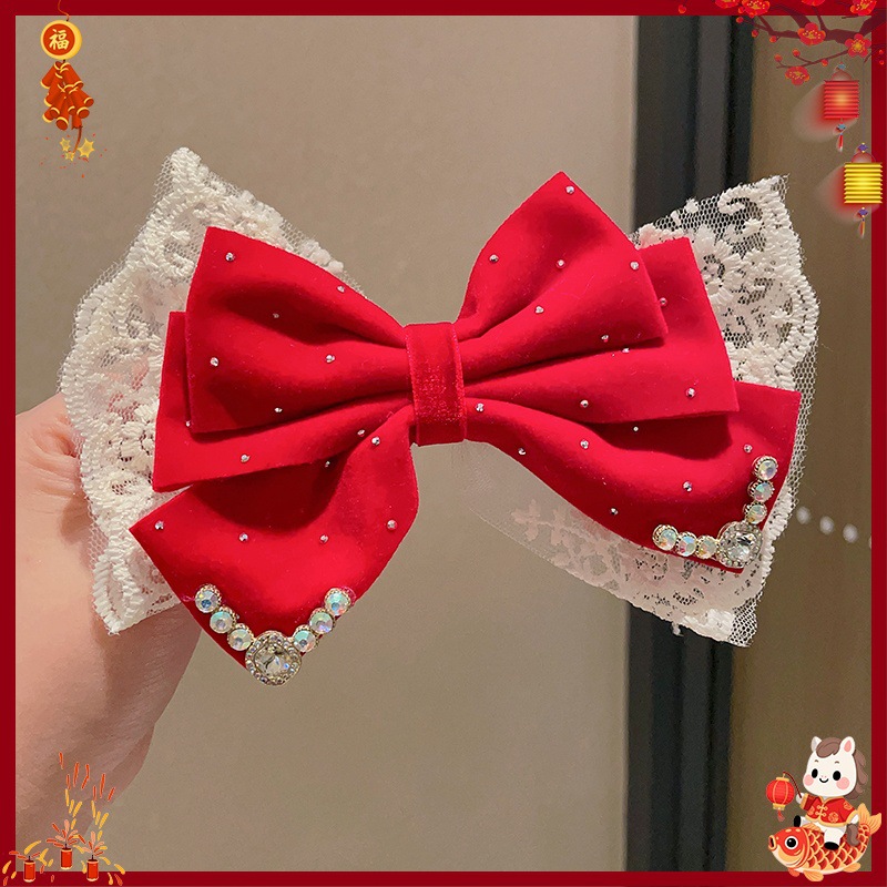 Horquillas Tradicionales Chinas para Niñas de Aleación y Terciopelo para Año Nuevo Chino
