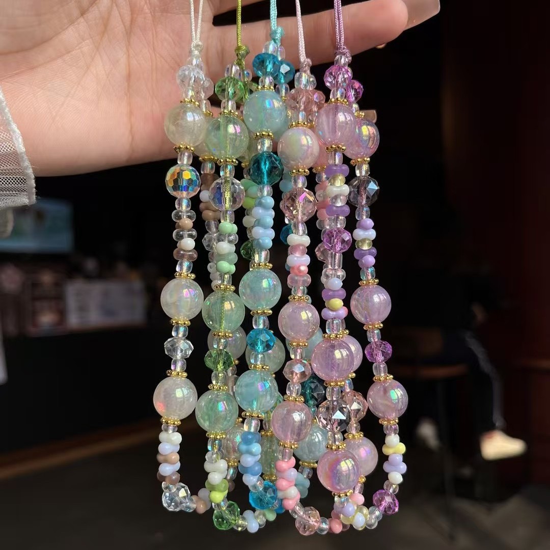 Color caramelo, cordón fresco para teléfono móvil, cadena al por mayor, cuentas, cuentas mixtas, bricolaje, colgante simple hecho a mano, cristal lindo