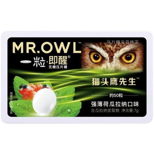 Korean Owl Mr. Gum Health Extract Rainbow Fruit Strong Mint Guarana Driving Refreshing White Cool