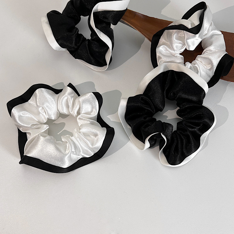 Fashion Retro Contrast Color Satin Black And White Hair Accessories Hair Rope display picture 2