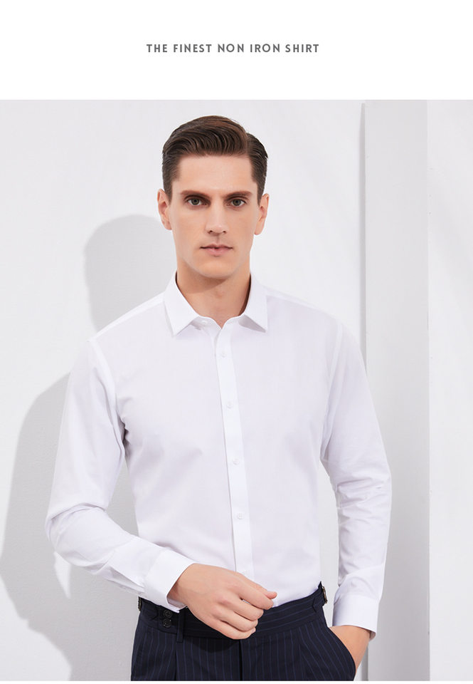 Áo sơ mi nam dài tay công sở cổ vuông, cotton chải kỹ sợi 80 dệt đôi, phong cách doanh nhân — Trắng - Cổ vuông - Dài tay, Trắng - Cổ vuông - Tay ngắn, Xanh nhạt - Cổ vuông - Tay dài, Xanh nhạt - Cổ vuông - Tay ngắn chi tiết 14