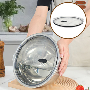 Silicone Bottom Sealed Egg Beating Basin Stainless Steel Salad Bowl Cooking Basin Thickeneded Salad Basin Baking Mixing Bowl Three-Piece Set