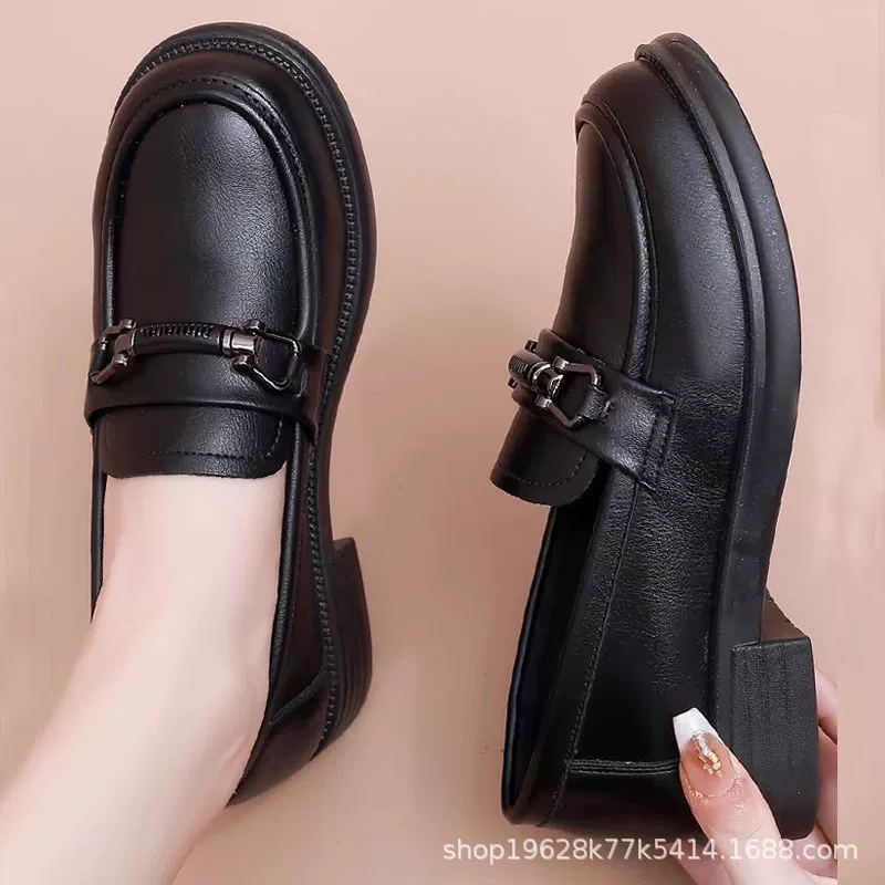 Весенние и осенние новые ботинки Lefu женские толстые подошвы в английском стиле черные маленькие кожаные ботинки фабрики оптом мама обувь круглая голова одиночная обувь женская