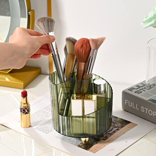 Makeup Brush Storage Tube Makeup Table Transparent Divided Eyebrow Pencil Lipstick Organizer Box Office Desk Pen Holder Storage Box 