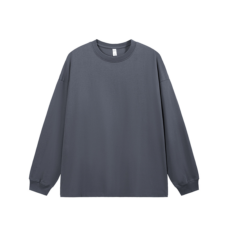 JIEZHAN | 305Gfog カラー長袖 Tシャツ 25 秋アメリカンソリッドカラーコットンルーズカップルボトリングシャツ