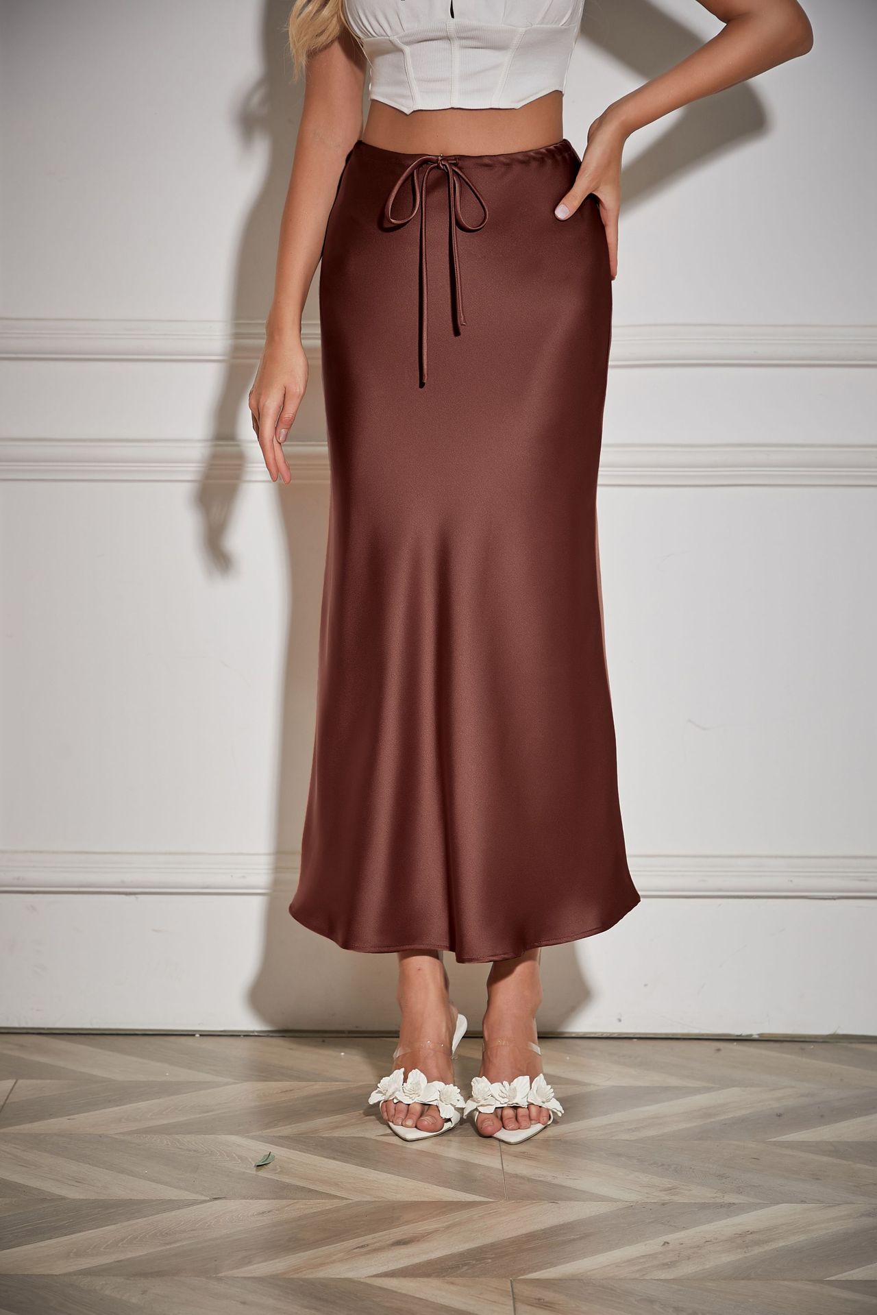 Summer Spring Simple Style Solid Color Polyester Maxi Long Dress Skirts display picture 20