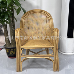 印尼天然玛瑙藤编扶手沙发椅东南亚阳台休闲靠背椅子领导藤椅创意