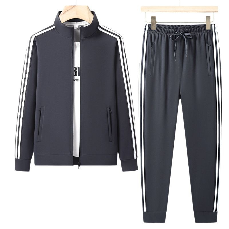 L - 6XL primavera y otoño traje deportivo casual hombre seda romana traje suelto grande hombre gordo pantalones largos pies