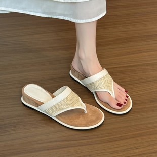 Sheepskin Version! Flip-Flops Design 4cm Heightening Version Thick-Soled Sandals for Women to Wear Summer Flip-Flops