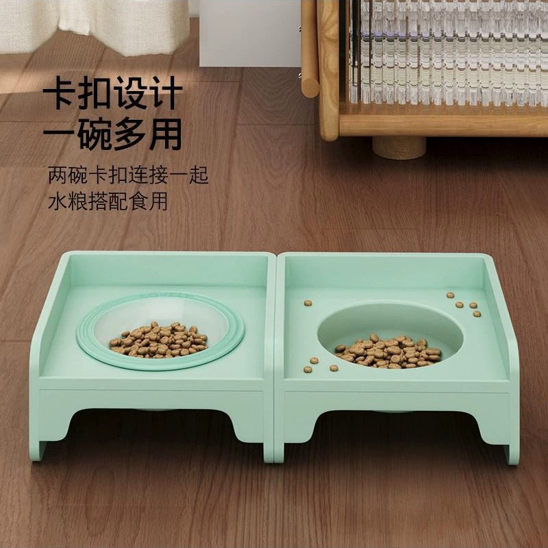 [猫碗陶瓷增高架猫食盆不易打翻保护颈椎架子大口径狗碗狗盆小型犬]