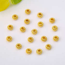 18k金色保色珠子圆形老型珠隔珠diy手链项链散珠串珠饰品配件材料