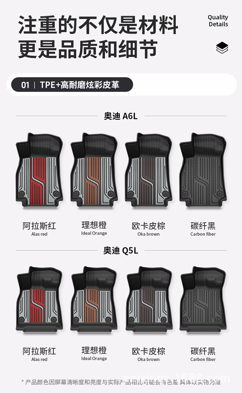 Suitable for Audi A4L A5L A6L A7L Q5L Q3 Q5L Special Car-Specific Colorful Tpe Car Floor Mats