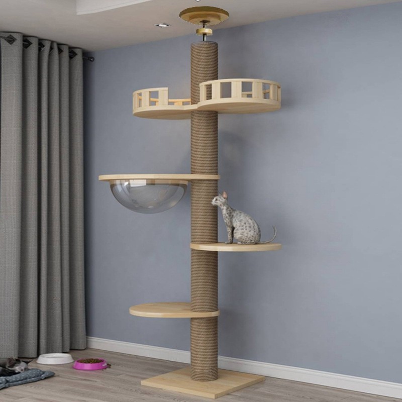 Tong Tianzhu gato escalada estante gato nido gato árbol en un gato juguete gato agarrar tabla seda gran estante de gato de madera sólida gato salto plataforma