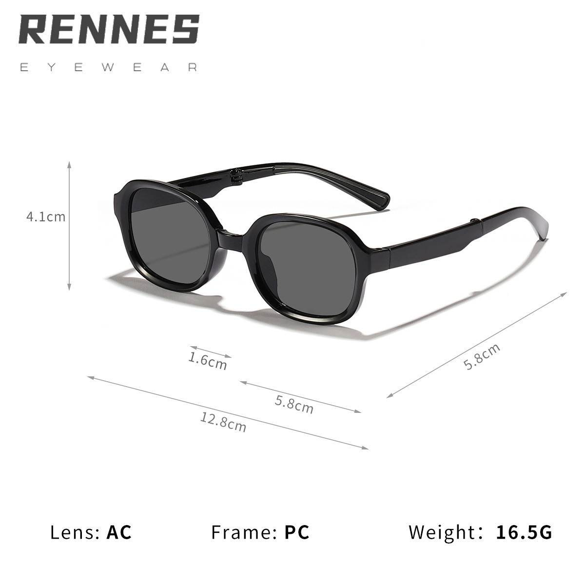 Gafas de sol plegables de marco cuadrado de nueva moda para niños, gafas de sol de sombra esenciales de moda de tendencia simple retro