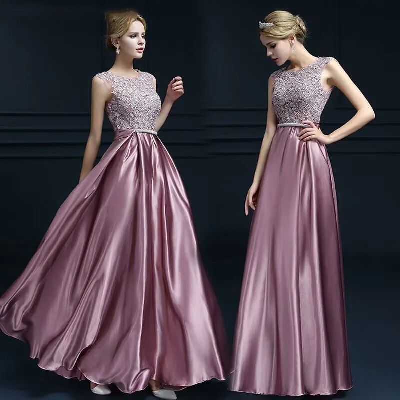 European and American Style New Banquet Host Evening Dress Long Ball Gown Simple Elegant Dress Spring and Summer Sleeveless Dress