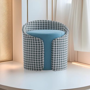 Modern Minimalist Dressing Room Manicure Bedroom Houndstooth Linen Shaped Cotton Backrest Dressing Table Chair Makeup Stool Footrest
