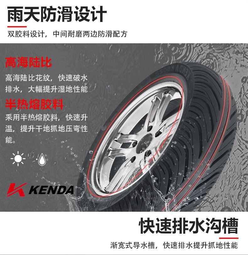 Jianda Pedal Motorcycle Semi-Hot Melt Tire 10-inch Vacuum 3.50/100-10/110/120-12