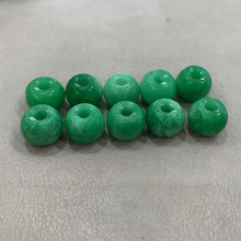 翡翠干青环全绿加厚玉环铁龙生祖母绿散珠算珠配饰diy饰品