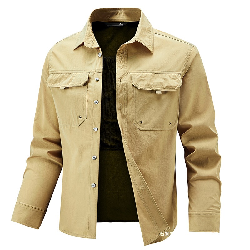New Quick-Drying Long-Sleeved Shirt for Men in Spring and Summer Outdoor Multi-Pocket Workwear Breathable Large Size Elastic Casual Versatile Shirt New Quick-Drying Long-Sleeved Shirt for Men in Spring and Summer Outdoor Multi-Pocket Workwear Breathable Large Size Elastic Casual Versatile Shirt