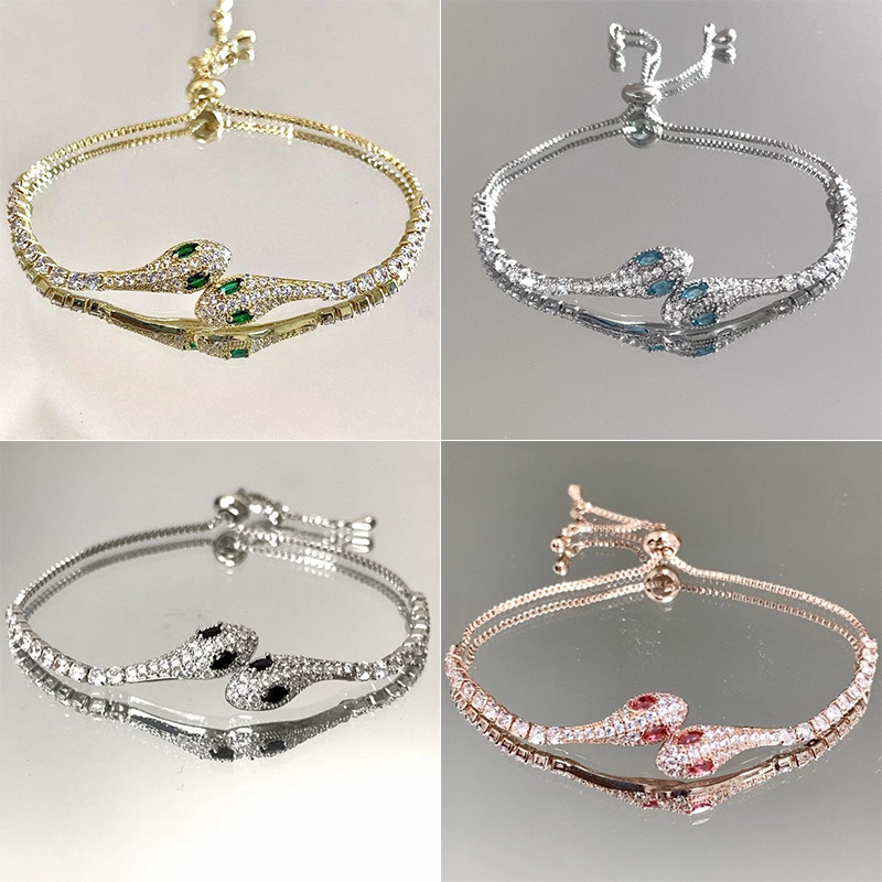 Pulsera encantadora con forma de serpiente y circonita brillante, lujosa y exquisita, pulsera de la amistad para mujer._voghion.com