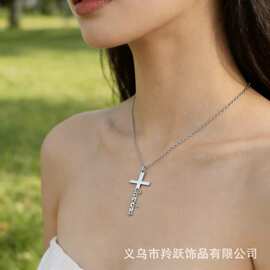 跨境不锈钢十字架项链diy个性化名字字母吊坠跨境热卖不锈钢饰品
