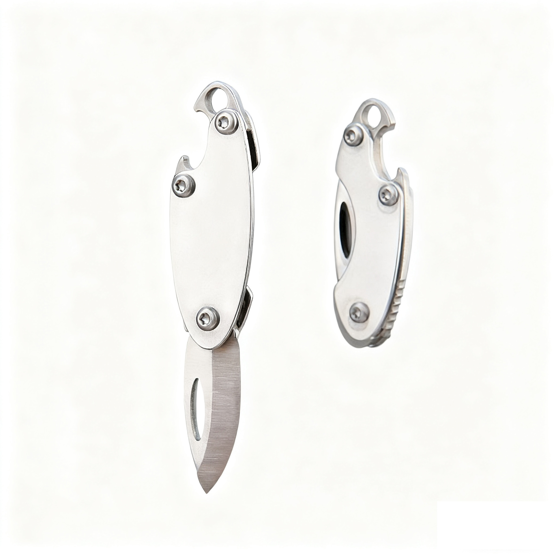 Mini Stainless Steel Folding Knife With Bottle Portable Keychain Pendant, Package Opener, Sharp_voghion.com