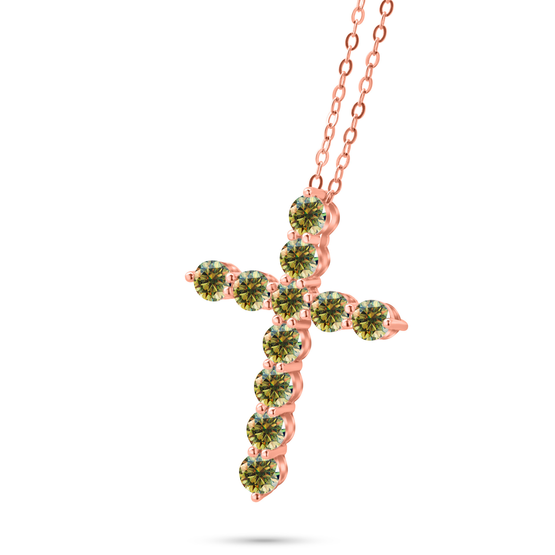 3mm - 4mm collar de cruz de color azul de piedra de mozanita de plata esterlina de lujo ligero collar clavícula colgante de cruz