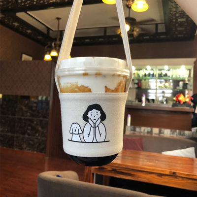 廠家直供 手搖奶茶帆布袋 咖啡杯套小布袋定制 精美飲料手提杯套