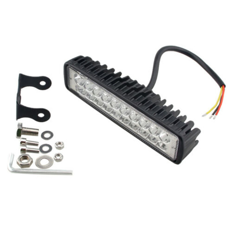 lámpara de trabajo LED de automóvil 54w una línea de doble fila de luz de trabajo de color blanco amarillo 6 pulgadas 18 led faro todoterreno
