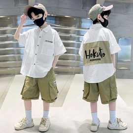 男童夏装套装2024新款中大儿童装夏季男孩网红时髦短袖洋气韩版潮