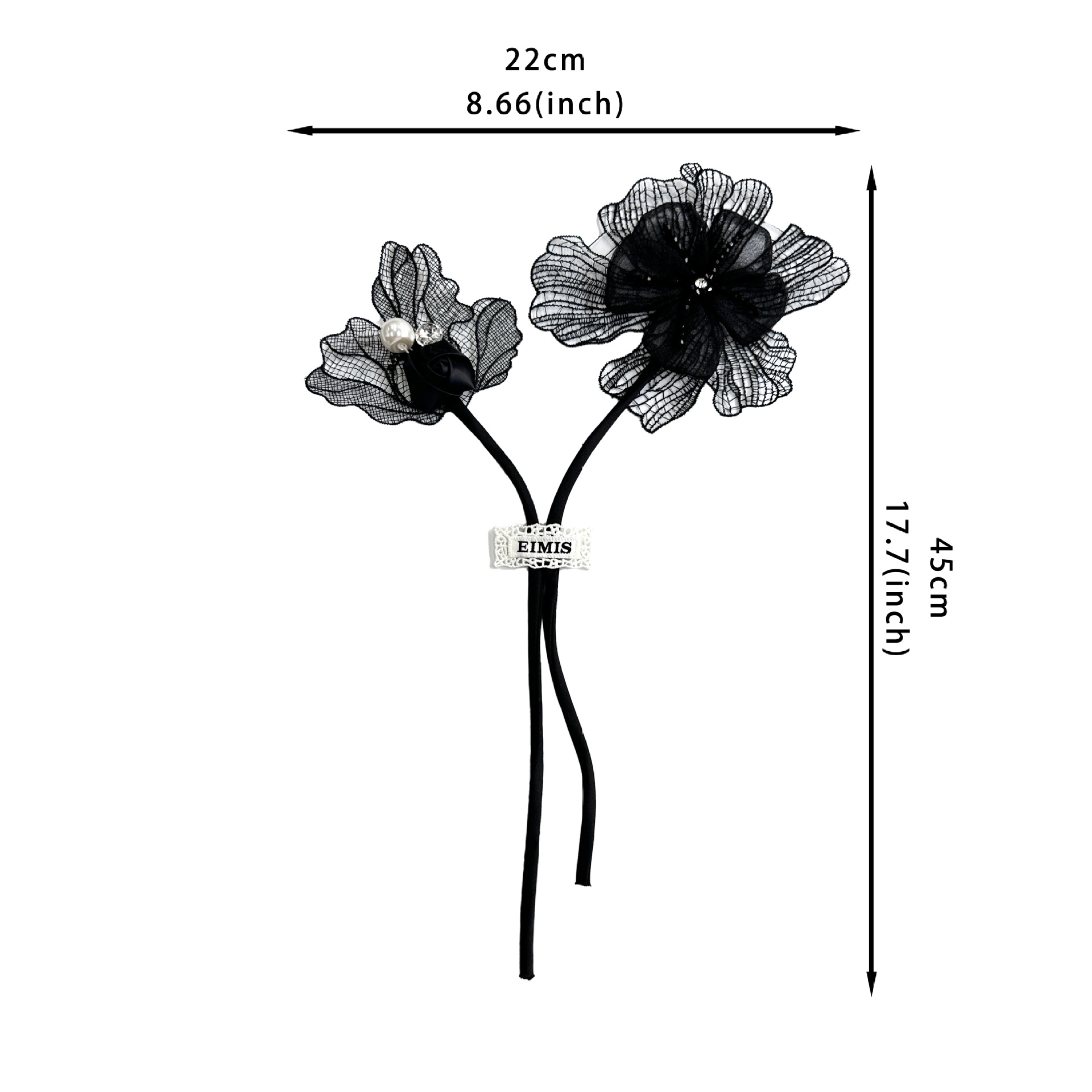 Flor de malla negra ornamentos de cabello de perlas de diamante temperamento elegante correa de cabello vestido material de decoración de camisa image 6
