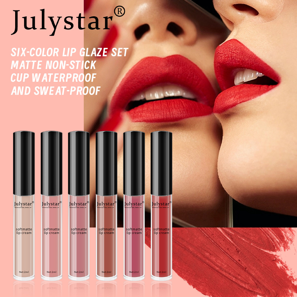 Cross-border matte and multi-color lip gloss is easy to apply, long-lasting, does not fade, and does not stick to the rim of the cup. Wholesale set box undefined