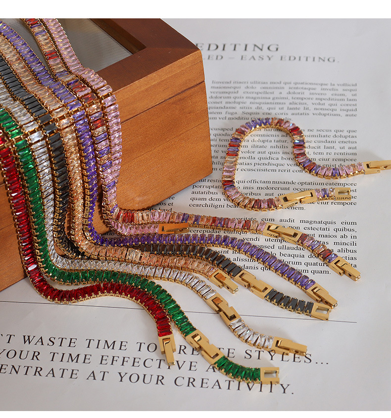 Retro Geometric Titanium Steel Inlay Zircon Bracelets Necklace