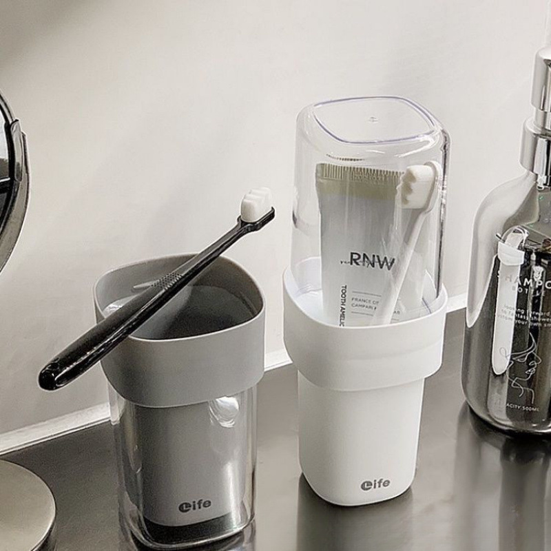 便携旅行漱口杯 简约家用洗漱杯牙刷收纳盒刷牙杯子套装代发塑料|undefined