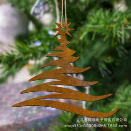 跨境创意圣诞树雪人金属装饰圣诞花园圣诞树花环节日牌派对挂饰