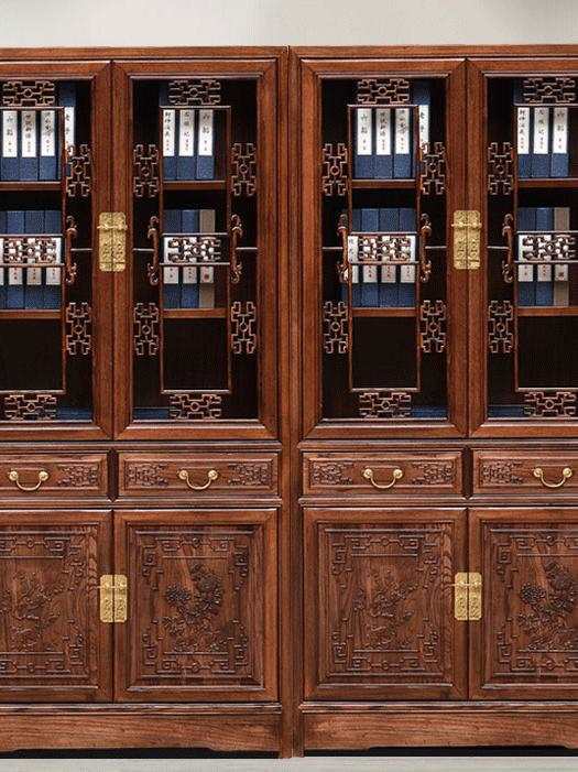 Solid Wood Bookcase Study Integrated New Chinese Style Bookshelf Living Room Home Grid Cabinet Desk Calligraphy Table Display Cabinet
