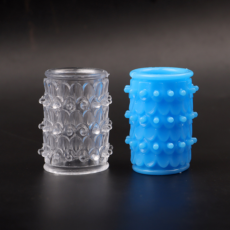 TPE Dragon-Scale Textured Locking Ring, Slip-on Delay Ring, Transparent — detail image 8