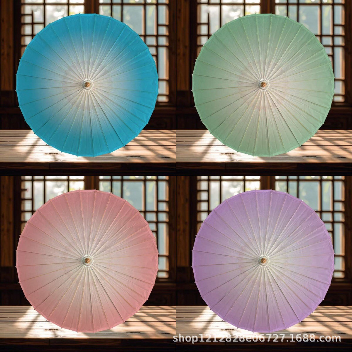 Jiangnan Rain Alley Dance Props: Umbrella for Rain and Sun Protection, Hanfu and Cheongsam Photo Props, Gradient Sky Blue, Purple, and Pink Oil Paper Umbrella