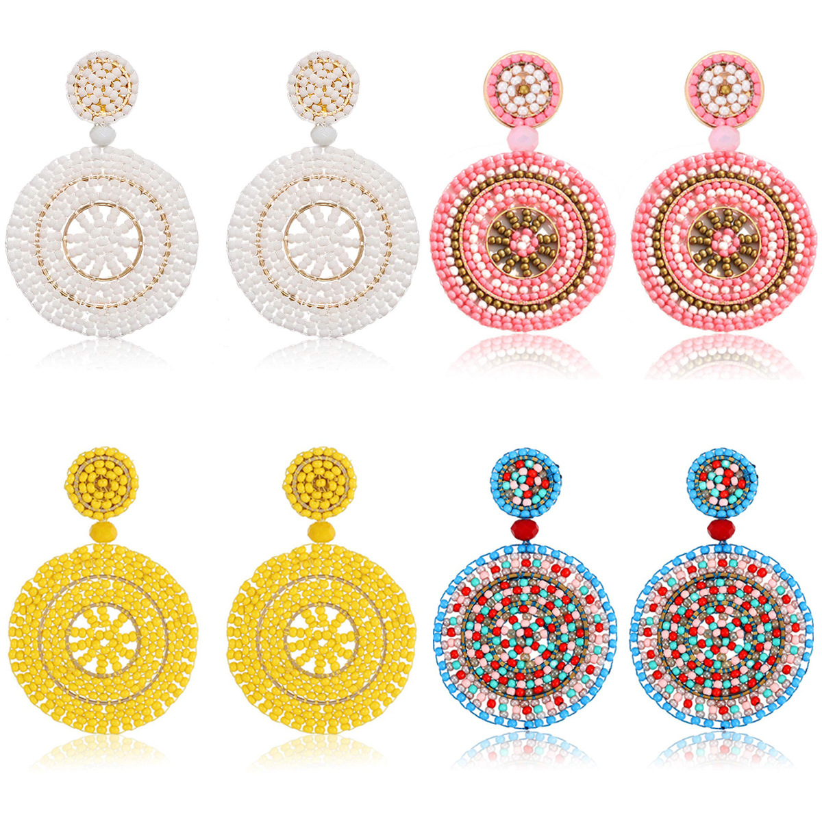 Joyería transfronteriza nuevo arroz europeo y americano perlas pendientes de la vendimia pendientes redondos geométricos suministro al por mayor