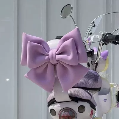Internet Celebrity Bow Decoration Electric Car Car Tail Stickers High-Value Helmet Stereo Fabric Modified Body Tail (Body sticker) - purple-decorative-bow