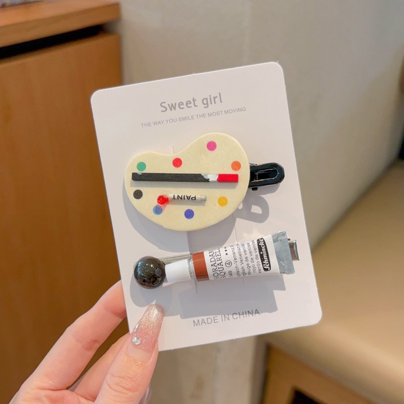 Creativa coreana de pintura pinzas de cabello para mujeres 2024 nuevo extraño lateral pinzas de cabello pinzas de cabello tocado