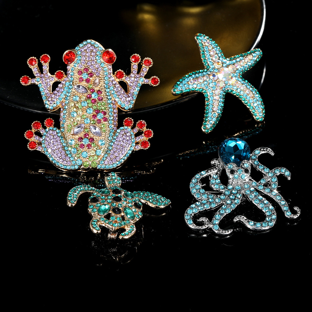 Estilo Marino Estilo IG Pin Tortuga Pavo Real Estrella De Mar Aleación Enchapado Embutido Diamantes De Imitación Unisexo Broches display picture 4