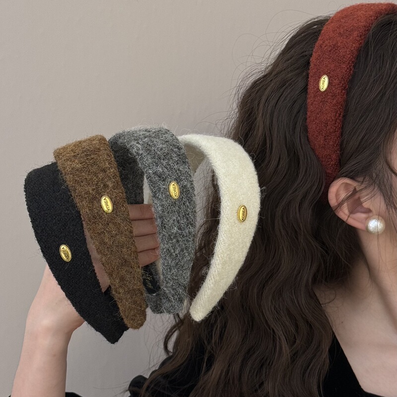 ウールオーバルゴールドラベルウールワイドバージョンヘアバンド秋冬ハイヘッドヘアピン外出用ハイエンド多用途ヘッドバンド|undefined