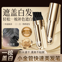 植物花香美发笔遮白染发一梳黑临时补色美发棒防水防汗批发