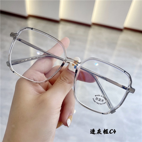 New stylish large frame blue light blocking glasses with TR metal hybrid frame, unisex glasses frame