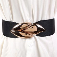 Women's elastic wide waist belt fashionable new versatile down jacket black waist seal belt wholesale from manufacturer